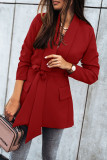 Fashion Casual Solid Patchwork Frenulum Turn-back Collar Outerwear
