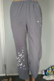 Butterfly Print Capris Loose Mid Waist Wide Leg Positioning Print Bottoms