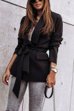 Fashion Casual Solid Patchwork Frenulum Turn-back Collar Outerwear