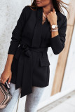 Fashion Casual Solid Patchwork Frenulum Turn-back Collar Outerwear