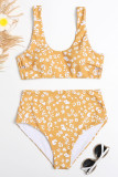 Fashion Vacation Print Patchwork Swimwears