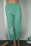 Butterfly Print Capris Loose Mid Waist Wide Leg Positioning Print Bottoms