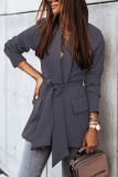 Fashion Casual Solid Patchwork Frenulum Turn-back Collar Outerwear