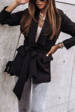 Fashion Casual Solid Patchwork Frenulum Turn-back Collar Outerwear
