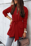 Fashion Casual Solid Patchwork Frenulum Turn-back Collar Outerwear