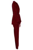 Fashion Street Solid Patchwork Turndown Collar Long Sleeve Two Pieces