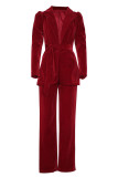 Fashion Street Solid Patchwork Turndown Collar Long Sleeve Two Pieces