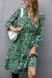 Fashion Street Animal Print Patchwork V Neck Printed Dress Dresses