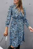 Fashion Street Animal Print Patchwork V Neck Printed Dress Dresses