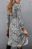 Fashion Street Animal Print Patchwork V Neck Printed Dress Dresses