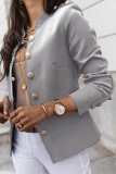 Fashion Casual Solid Patchwork Mandarin Collar Outerwear
