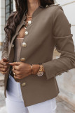 Fashion Casual Solid Patchwork Mandarin Collar Outerwear