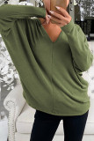 Fashion Street Solid Patchwork V Neck Tops