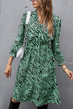 Fashion Street Animal Print Patchwork V Neck Printed Dress Dresses