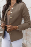Fashion Casual Solid Patchwork Mandarin Collar Outerwear