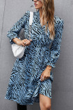 Fashion Street Animal Print Patchwork V Neck Printed Dress Dresses