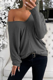 Fashion Street Solid Patchwork V Neck Tops