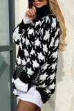 Fashion Casual Print Patchwork Turtleneck Tops