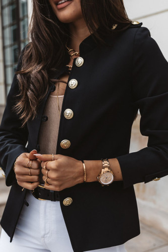 Fashion Casual Solid Patchwork Mandarin Collar Outerwear