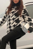 Fashion Casual Print Patchwork Turtleneck Tops