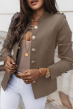 Fashion Casual Solid Patchwork Mandarin Collar Outerwear
