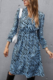 Fashion Street Animal Print Patchwork V Neck Printed Dress Dresses