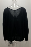 Fashion Street Solid Patchwork V Neck Tops