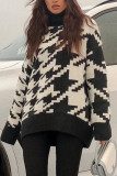 Fashion Casual Print Patchwork Turtleneck Tops
