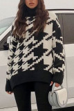 Fashion Casual Print Patchwork Turtleneck Tops