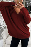 Fashion Street Solid Patchwork V Neck Tops