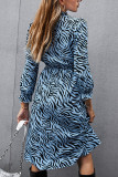Fashion Street Animal Print Patchwork V Neck Printed Dress Dresses