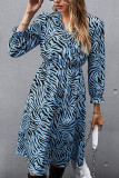 Fashion Street Animal Print Patchwork V Neck Printed Dress Dresses