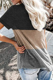 Fashion Casual Solid Patchwork V Neck T-Shirts