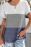 Fashion Casual Solid Patchwork V Neck T-Shirts