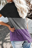 Fashion Casual Solid Patchwork V Neck T-Shirts