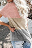 Fashion Casual Solid Patchwork V Neck T-Shirts
