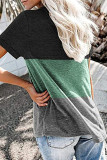 Fashion Casual Solid Patchwork V Neck T-Shirts