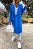 Fashion British Style Solid Patchwork Turndown Collar Outerwear