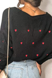 Casual Print Basic V Neck Tops Sweater