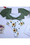 Fashion Vacation Solid Patchwork Swimwears