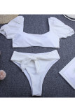Fashion Vacation Solid Patchwork Swimwears