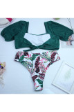 Fashion Vacation Solid Patchwork Swimwears