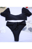 Fashion Vacation Solid Patchwork Swimwears