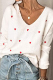 Casual Print Basic V Neck Tops Sweater