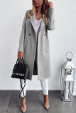 Fashion British Style Solid Patchwork Turndown Collar Outerwear