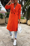 Fashion British Style Solid Patchwork Turndown Collar Outerwear
