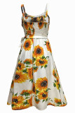 Fashion Casual Print Patchwork Spaghetti Strap A Line Dresses