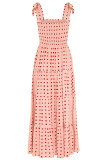 Fashion Street Dot Patchwork Spaghetti Strap Printed Dresses