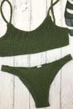 Sexy Solid Backless Fold Basic Swimwears