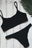Sexy Solid Backless Fold Basic Swimwears